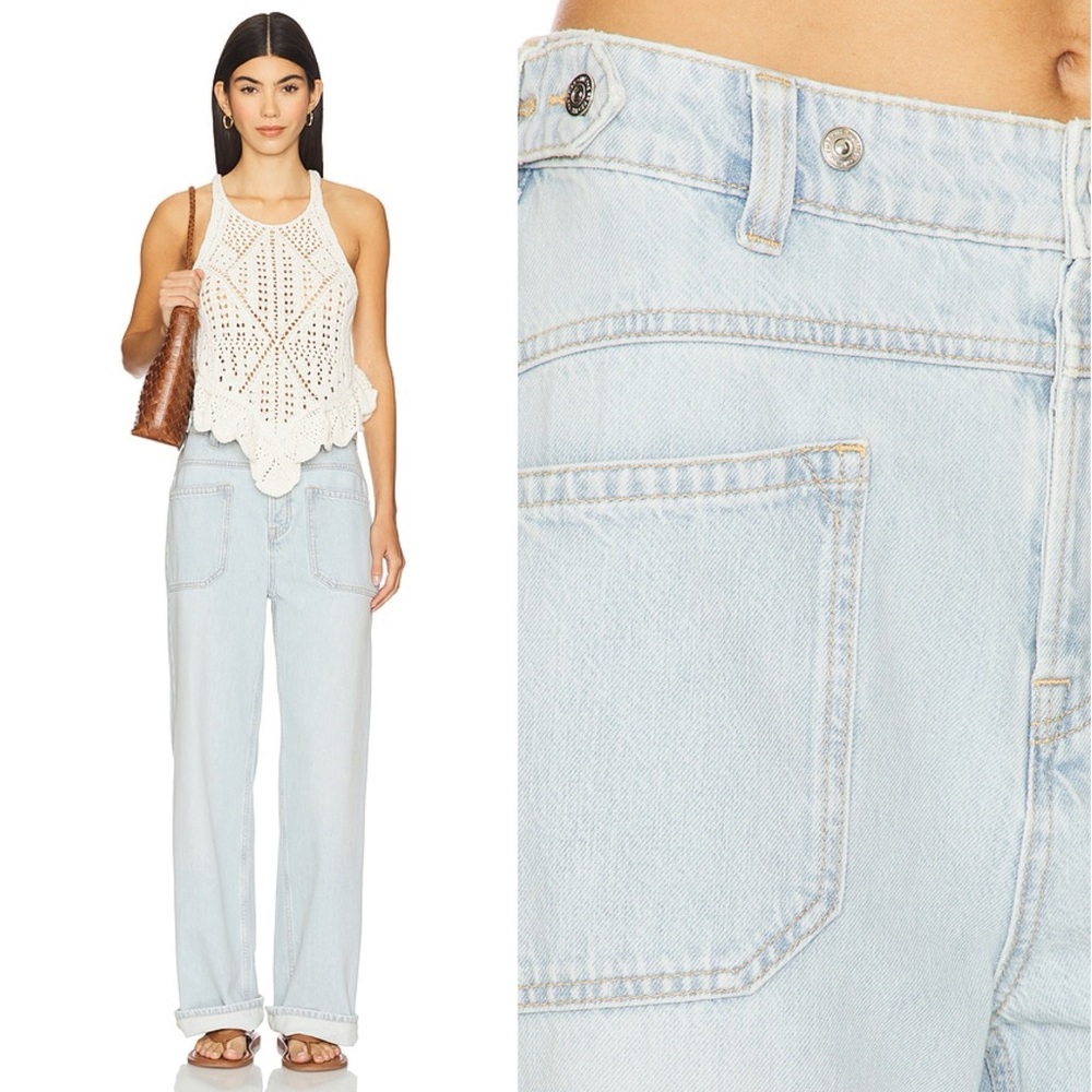 Free People Light Wash Wide Leg Jeans